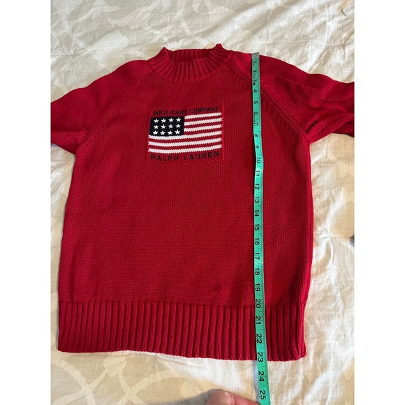 Vintage Ralph Lauren red American flag knit sweater fits like medium - Picture 7 of 9